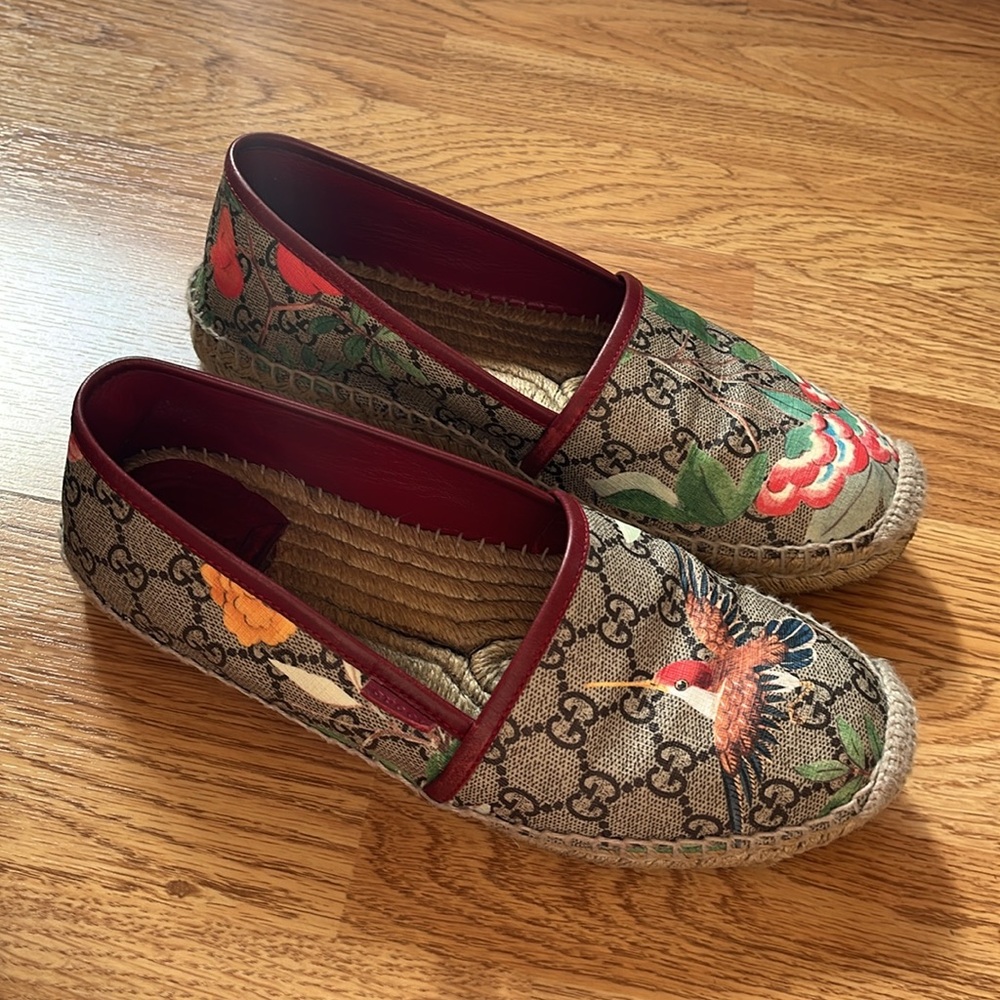 Gucci Multicolor GG Canvas Bird & Floral Espadrilles